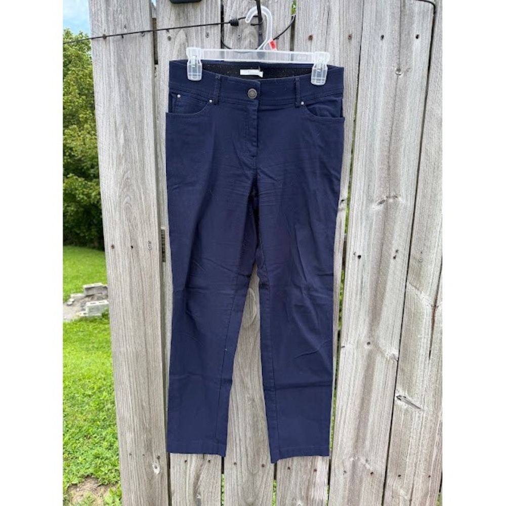 Office Siren Business Casual 89th & Madison Pants M Navy Blue Slim Leg Tapered